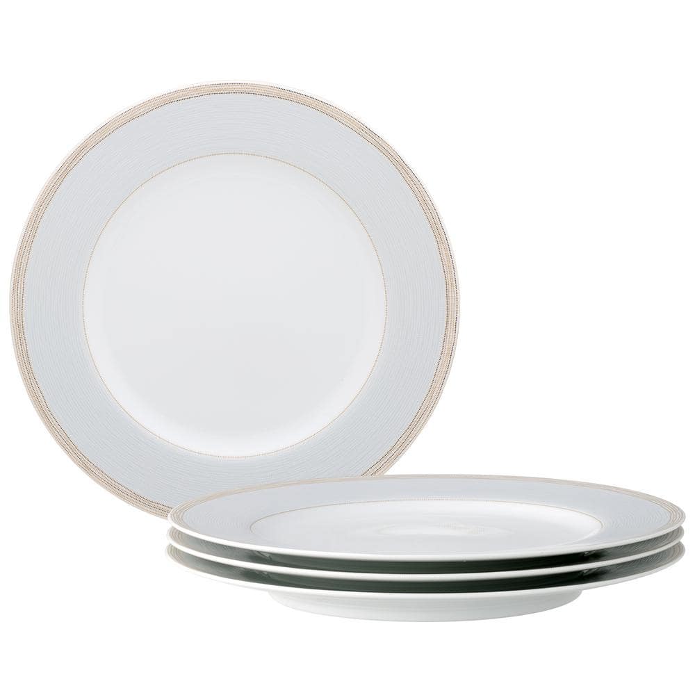 50-piece Set Round White Plates with Golden Rim, 20 Pieces 7.5
