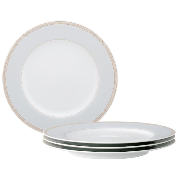 Noritake Linen Road 10.5 in. (White) Porcelain Dinner Plates, (Set of 4)