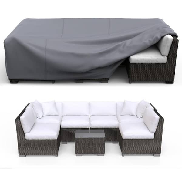 OVCRNIBI Outdoor Garden Patio Furniture Cover, Dustproof And Waterproof 400D Oxford Cloth, 126 in. L x 126 in. W x 28 in. H, Grey
