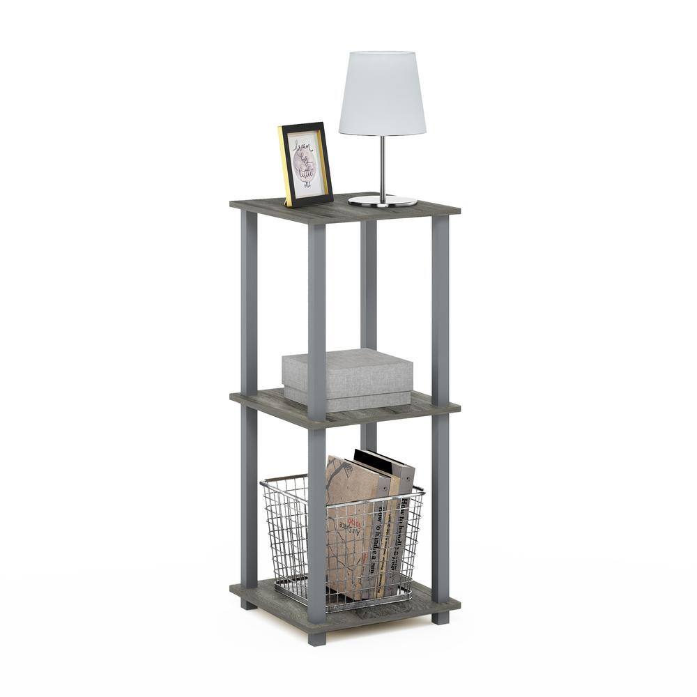 French Oak Grey Petite End Table with Shelf - 15.6" Square