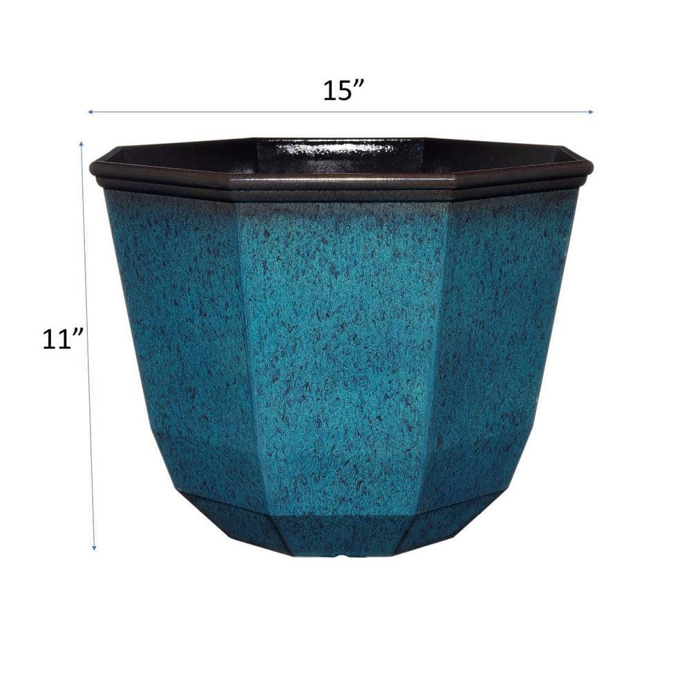 Shaina 15" Indigo Speckle Resin Outdoor Planter