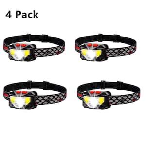 2.44 in Black 8 Modes 450 Lumens Waterproof Outdoor Integrated LED USB Rechargeable Headlamp Flashlight (4-Pack)