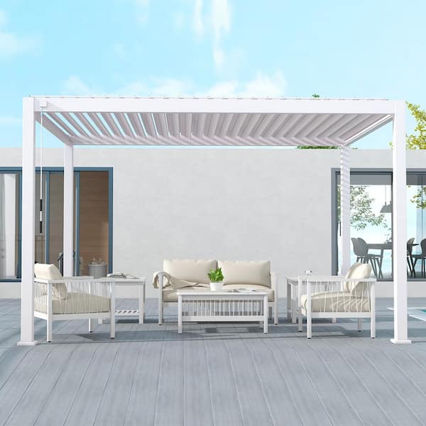 111A 10 ft. x 13 ft. White Aluminum Modern Pergola