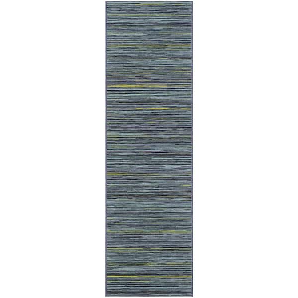 Cape Hinsdale Teal-Cobalt 2 ft. 3 in. x 7 ft. 10 in. Indoor/Outdoor Runner Rug