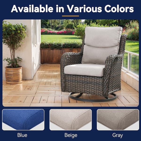 Modern 22 in. x 25 in. 4-Piece Deep Seating Outdoor Lounge Chair Cushion Set in Beige with Crescent-shaped Design