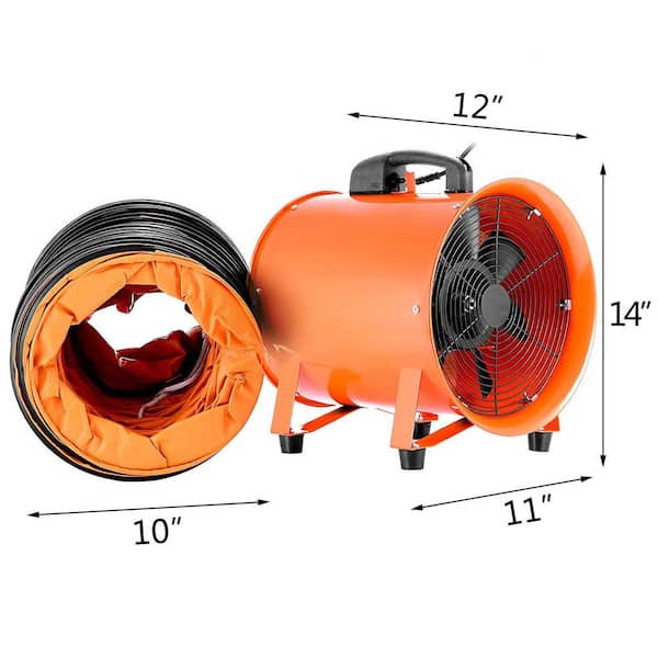VEVOR Portable Ventilator 12 in. Heavy Duty Blower Fan with 16.4 ft. Duct  Hose 585W Industrial Utility Blower 3198CFM, Orange BXSG550W512INKRV0V1 -  The Home Depot