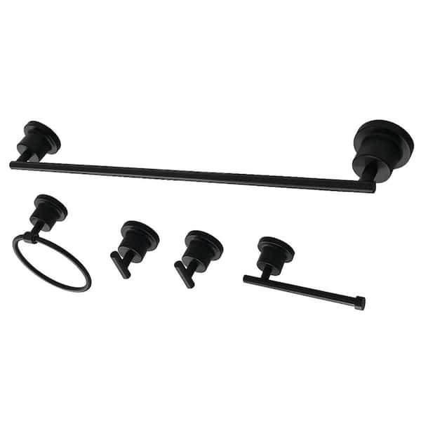 Kingston Brass Modern 5-Piece Bath Hardware Set in Matte Black