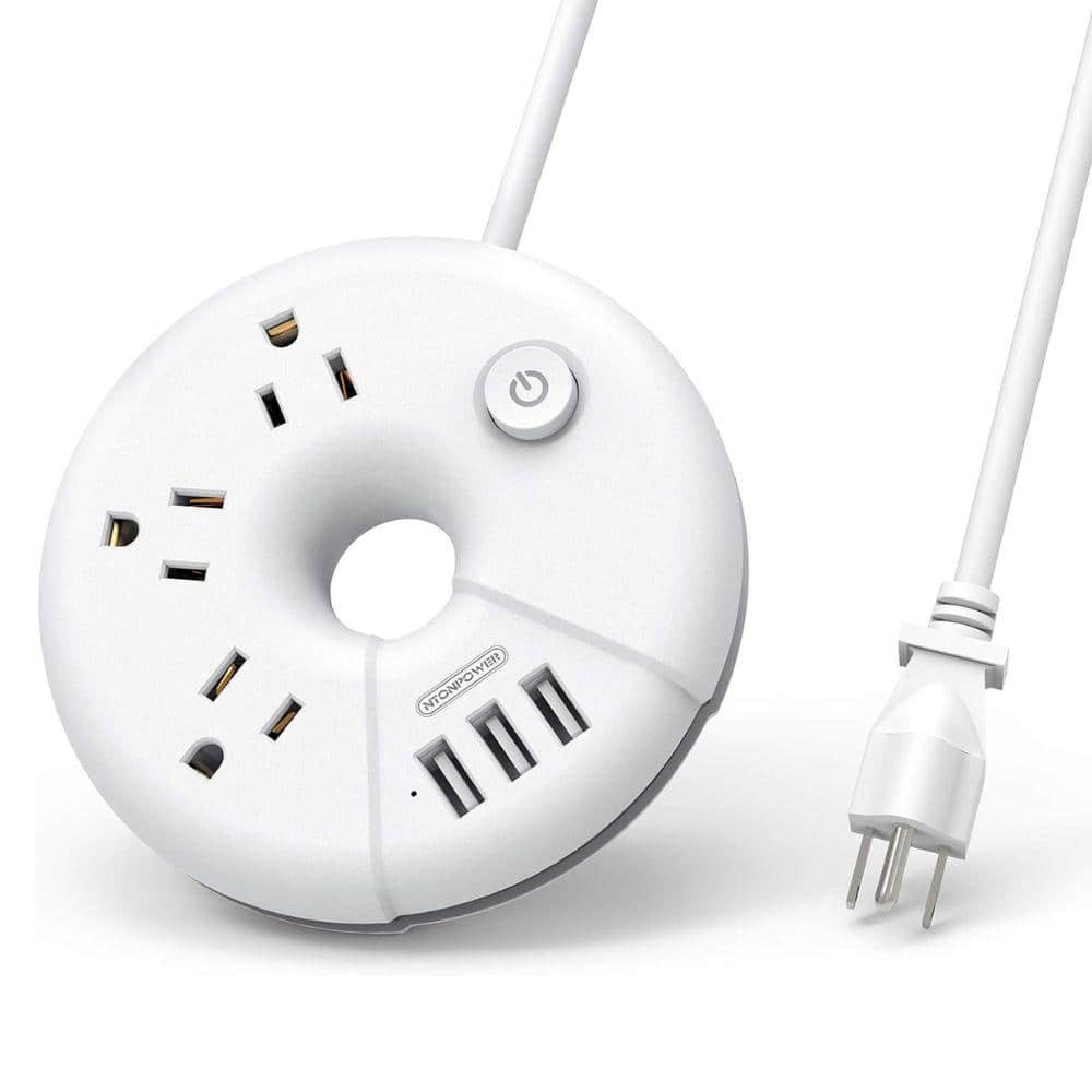 5 ft. White Indoor Cruise Approved Power Strip with 3 Outlet and 3 USB Ports Compact for Travel Extension Cord price history on PriceWatchPro