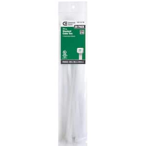 11in Standard 50lb Tensile Strength UL 21S Rated Cable Zip Ties 20 Pack Natural (White)