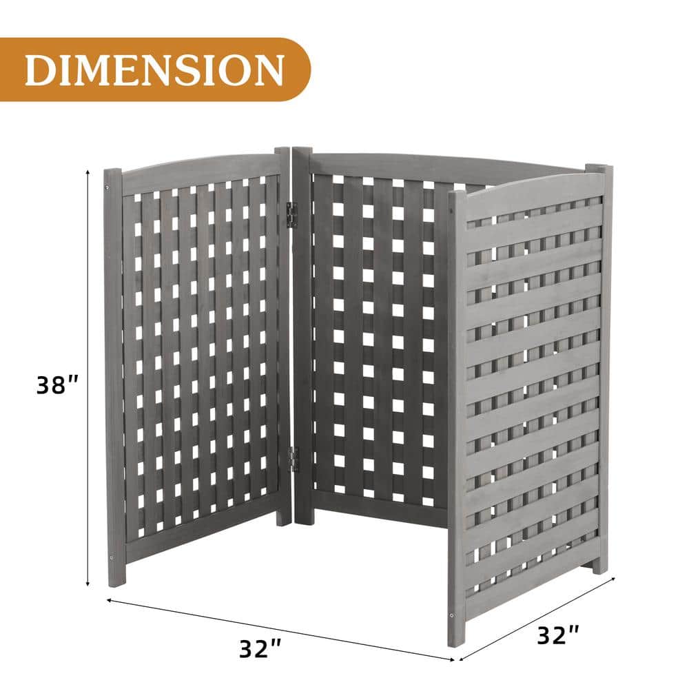 Gray Cedar 3-Panel Privacy Fence Screen for AC Unit