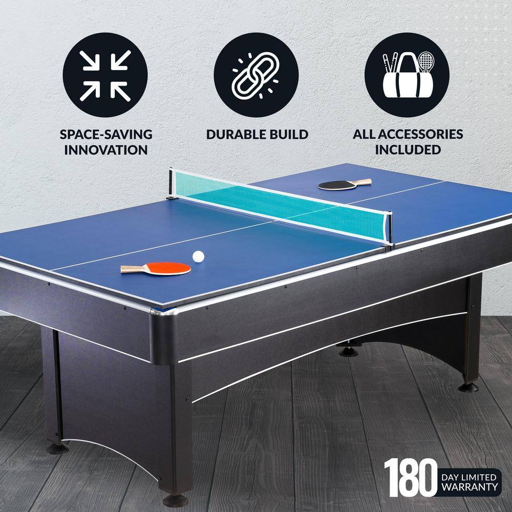 Hathaway 7-ft Black and Red Pool Table with Table Tennis Top