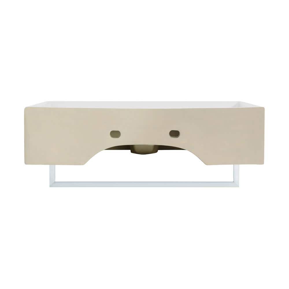 Claire 22" White Ceramic Wall-Mount Vessel Sink with Chrome Towel Bar