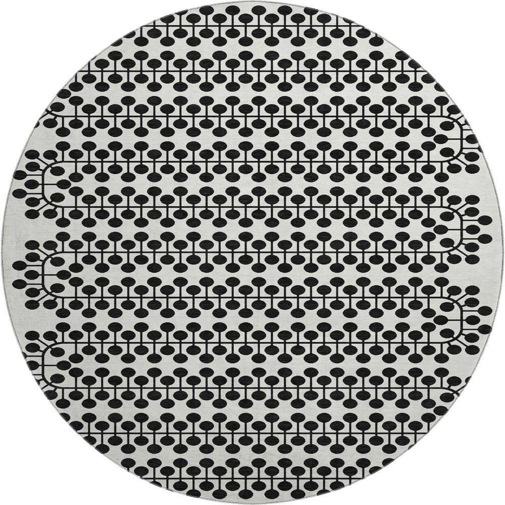 Mayfield Premium Machine Washable Abstract AMF2247 Ivory 8 ft. x 8 ft. Round Rug price history on PriceWatchPro