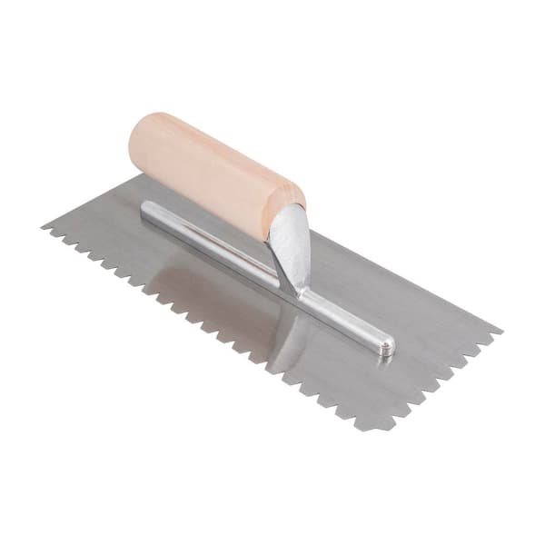 ROBERTS 1/4 in. Flat Top V-Notch Pro Wood Flooring Trowel with Wood Handle