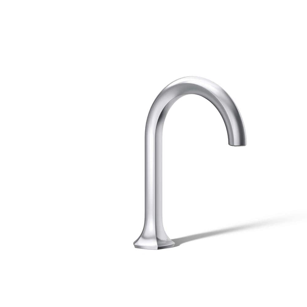 Midcentury Polished Chrome Cane Design Deck-Mount Bathroom Faucet