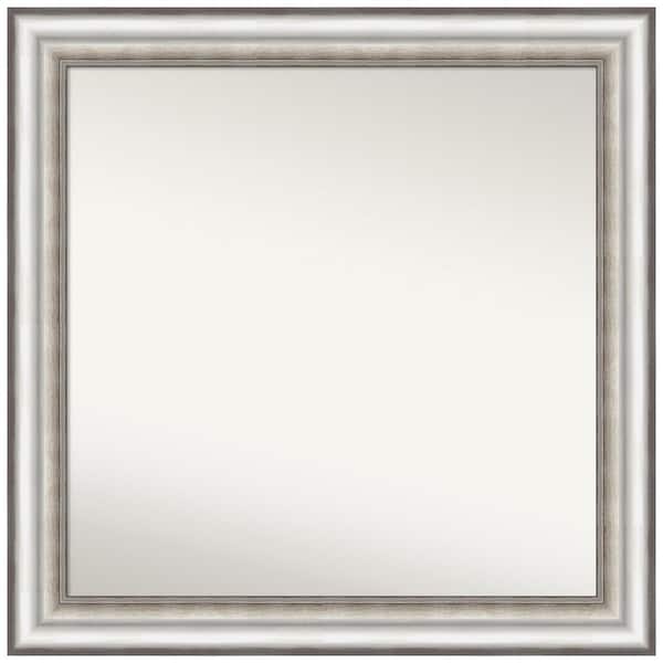 Amanti Art Salon Silver 31.25 in. x 31.25 in. Non-Beveled Modern Square Framed Wall Mirror in Silver