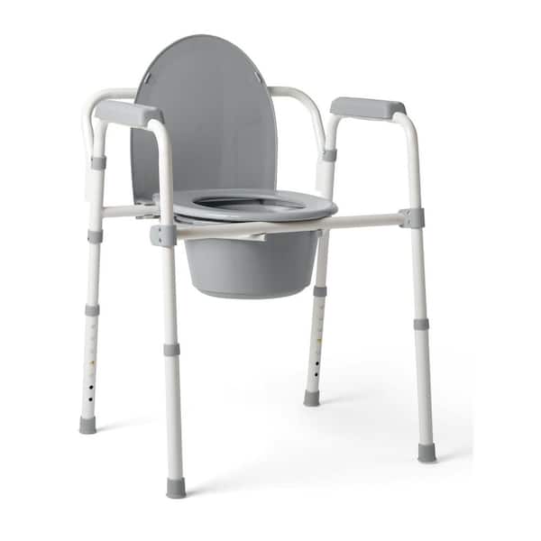 Adrinfly 19 in. x 24.5 in. Sturdy Folding Frame Round Toilet Seat with 350 lb. Weight Capacity in Gray