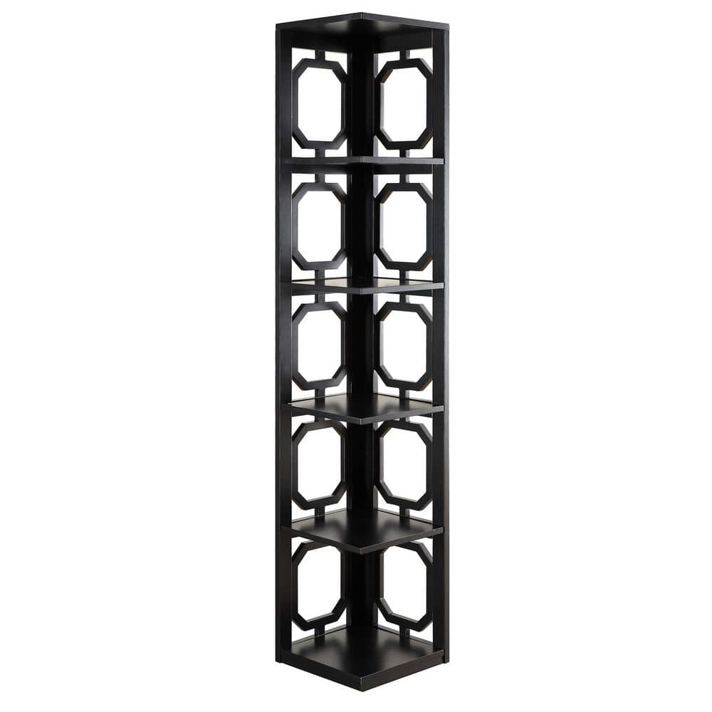 Contemporary Omega Black 5-Tier Corner Bookcase