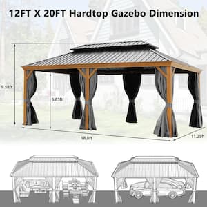 12 ft. x 20 ft. Outdoor Black Gazebos with Netting and Curtains