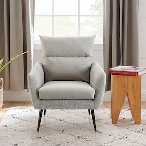 MIA Gray Fabric and Lamb Fleece Accent Arm Chair
