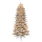 Puleo International 7.5 Ft. Pre-Lit Flocked Slim Fraser Fir Artificial ...