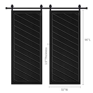 AIOPOP HOME Double Modern Z Frame 32 in. x 96 in. MDF Black Barn