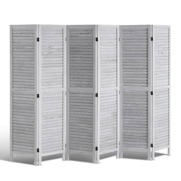 VEVOR Wood Room Divider, 6-Panel Wood Folding Privacy Screen, 66.9 in. Tall Indoor Louvered Wooden Partition, Portable