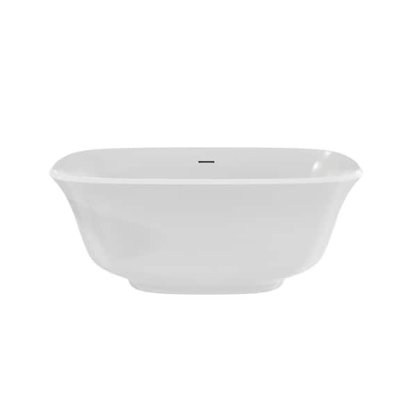 DreamLine Elegance 67 in. x 31.25 in. Acrylic Freestanding Soaking Bathtub in White with Center Drain in Polished Brass