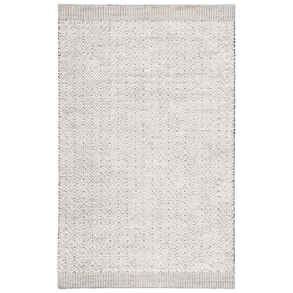 Martha Stewart Gray/Ivory 8 ft. x 10 ft. Chevron Border Area Rug
