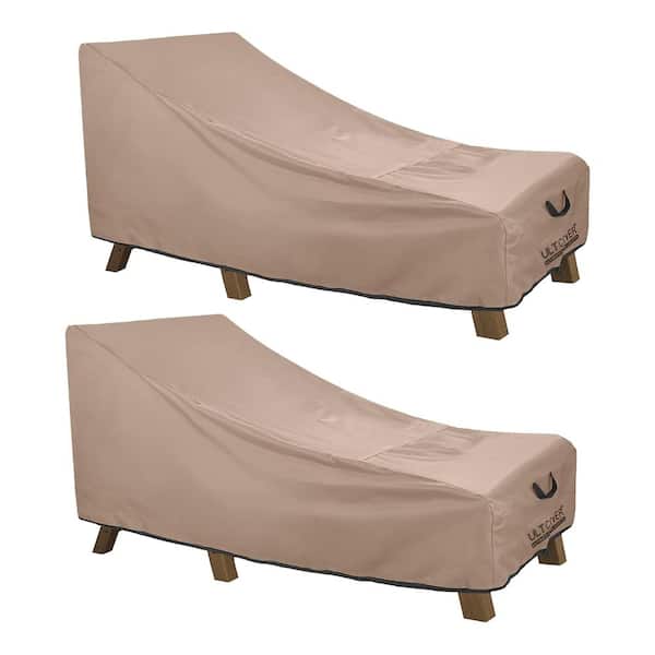 80 x 28 x 30 in Chaise Lounge Chair Cover Waterproof Heavy Duty Brown 2 Pack