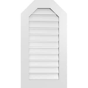20 in. x 38 in. Octagonal Top Surface Mount PVC Gable Vent: Functional with Standard Frame