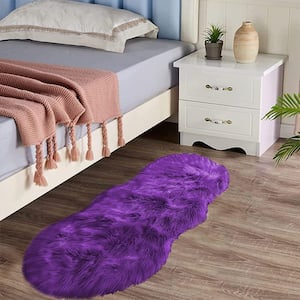2 ft. x 4 ft. Purple Cozy Fuzzy Rugs Specialty Sheepskin Faux Fur Area Rug