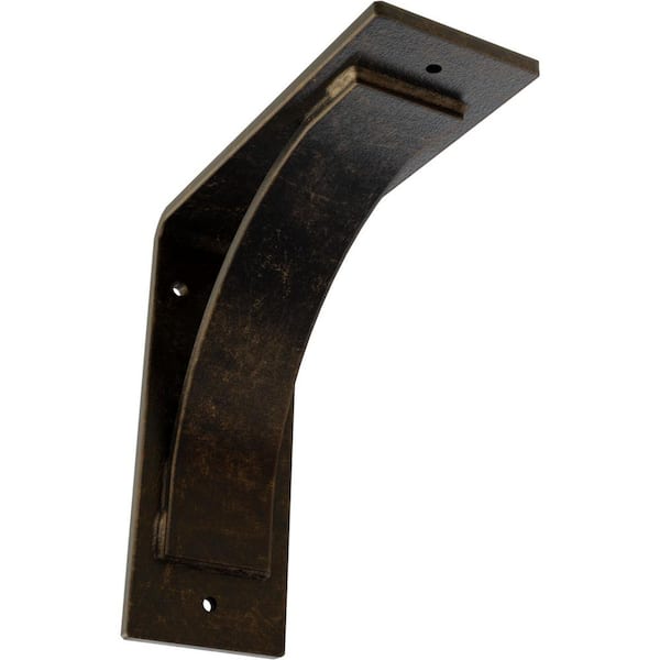 Ekena Millwork 3 in. x 8 in. x 8 in. Antiqued Brass Morris Steel Bracket