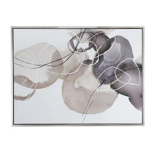 Anky Framed Art Print 35.4 in. x 47.2 in. Large Modern Oil Painting, Hand Painted Abstract Gray Brown Watercolor Texture