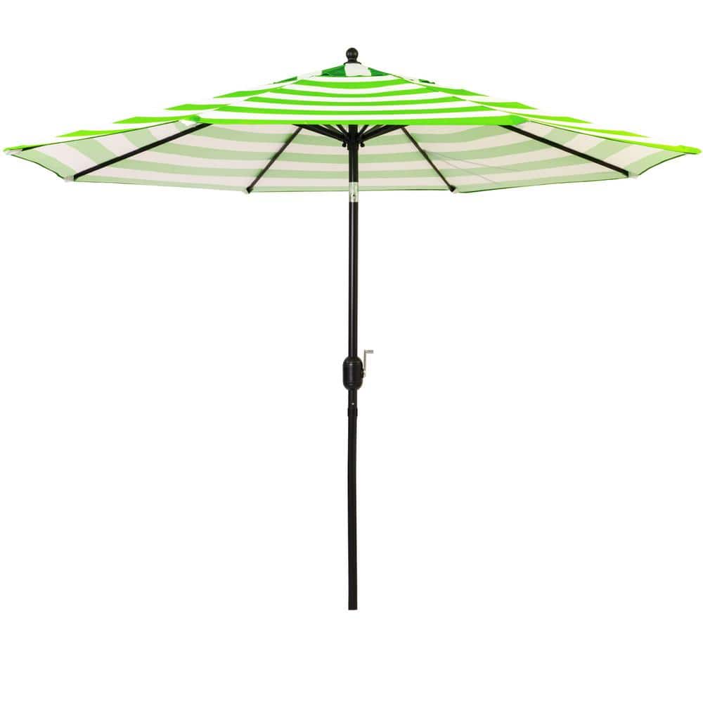 9 ft. Aluminum Pole Market Push Button Tilt Patio Umbrella in Grass Green a