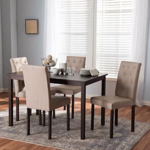 Andrew 10 Buttons 5-Piece Beige Fabric Upholstered Dining Set