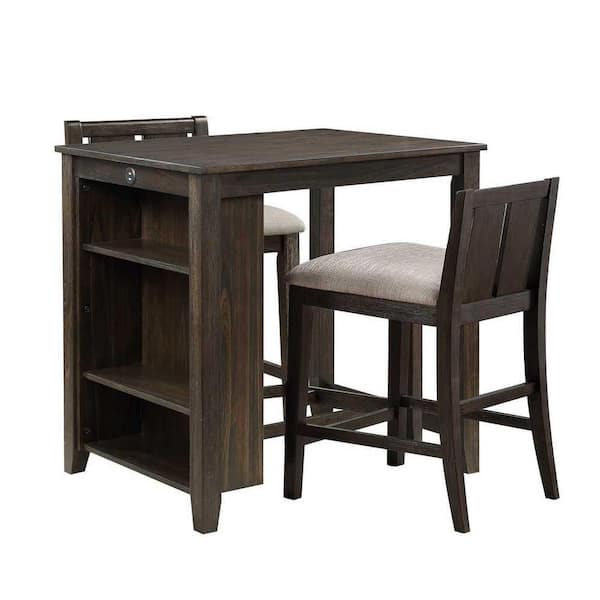 EVERGLADE HOME Kaydee 3-Piece Rectangular Dark Cherry Wood Top Counter Height Dining Room Set