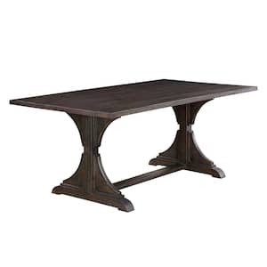 Nalley 76 in. Rectangle Antique Black Wood Dining Table (Seats 6)