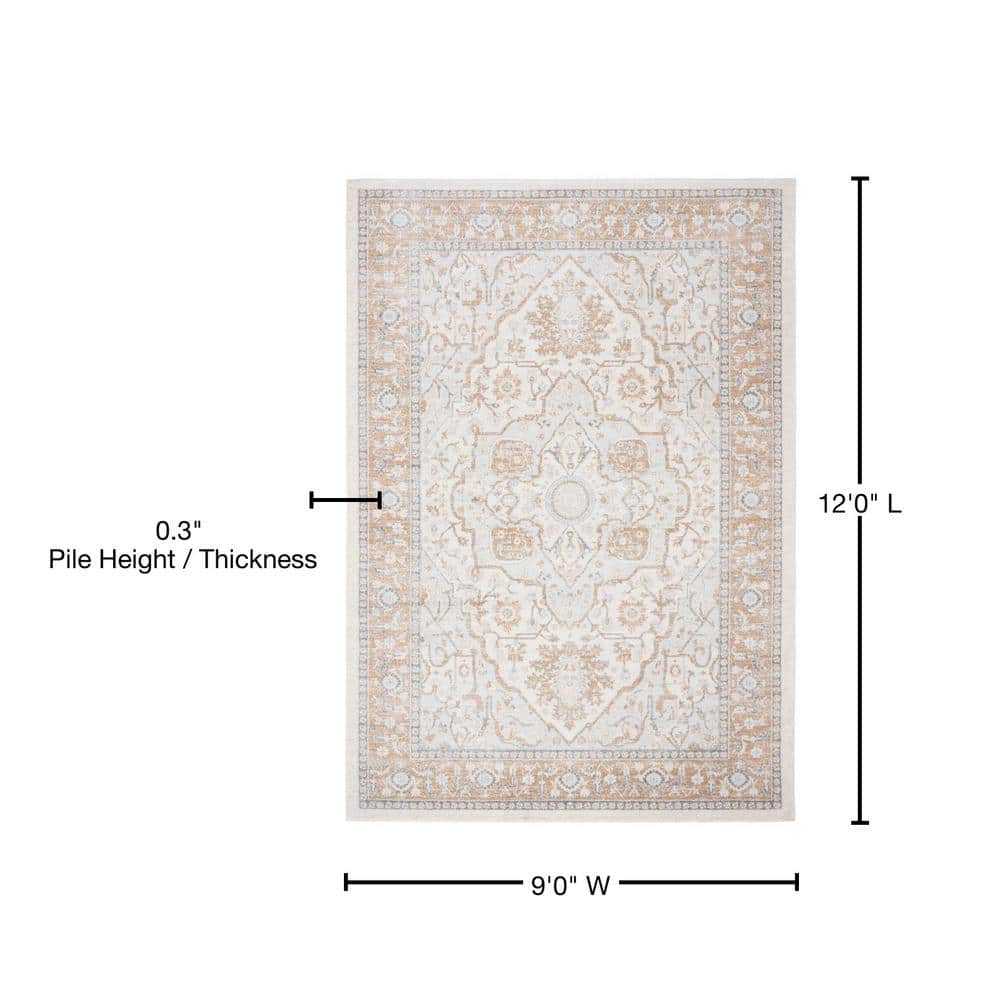 Isabella Cream and Beige Synthetic Area Rug