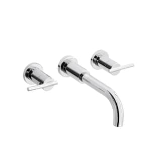 Modern Double-Handle Wall Mount Bathroom Faucet in Polished Chrome