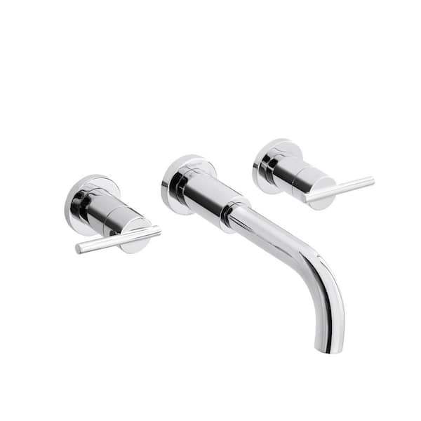 Glacier Bay Modern Double-Handle Wall Mount Bathroom Faucet in Polished Chrome
