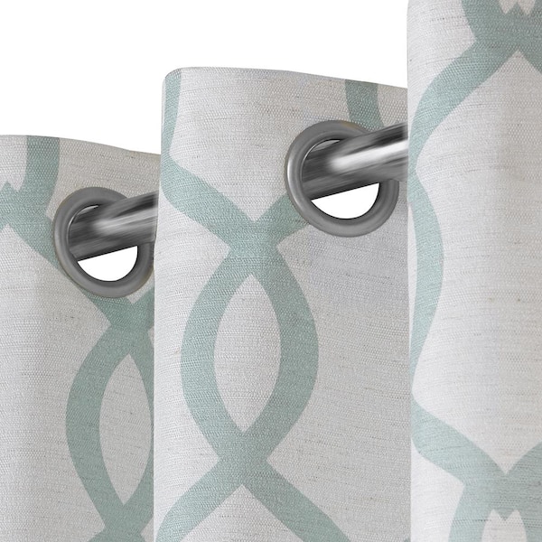 Kochi Seafoam Ogee Light Filtering Grommet Top Curtain, 54 in. W x 63 in. L (Set of 2)