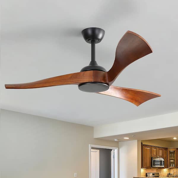 52 in. Indoor/Outdoor Black Ceiling Fan without Light for Bedroom or Living Room