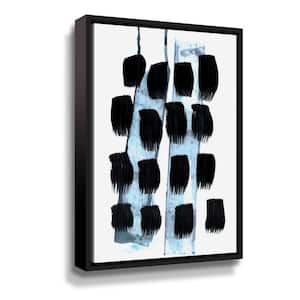 'Black white blue' by Iris Lehnhardt Framed Canvas Wall Art
