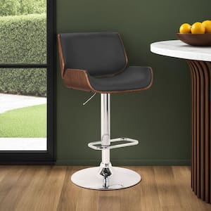 London 37-46 in. Black Faux Leather and Chrome Finish Swivel Bar Stool