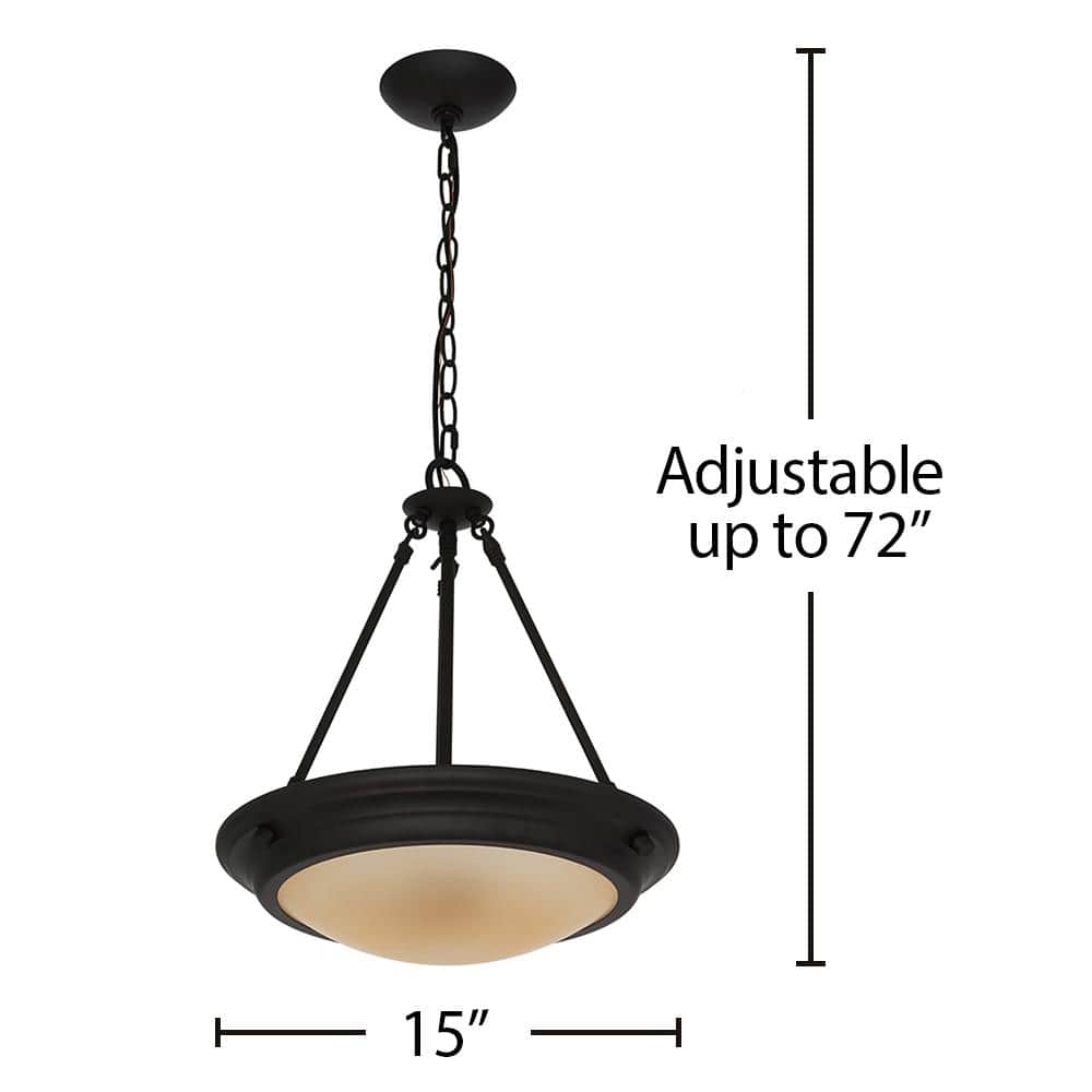 17.75" Bronze Metal Pendant Light with Clear Glass Shade