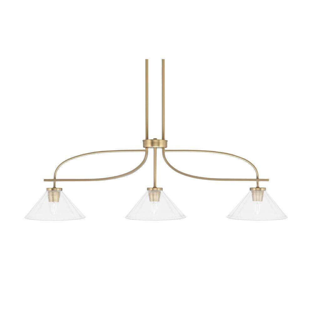 Olympia 12.5 3-Light Chandelier New Age Brass Clear Bubble Glass Shade