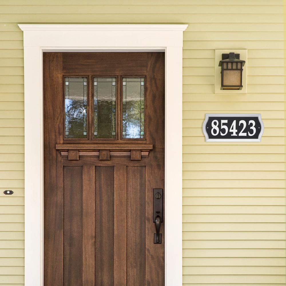 Reflective Black and White Metal Address Sign with Adhesive Numbers