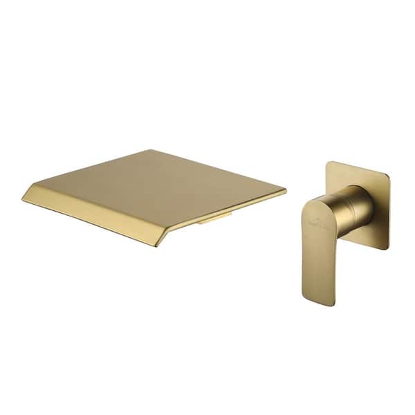 Single Handle Wall Mounted Faucet with Valve in Brushed Gold