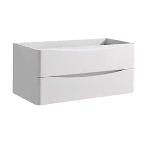 Tuscany 40 in. Modern Wall Hung Bath Vanity Cabinet Only in Glossy White